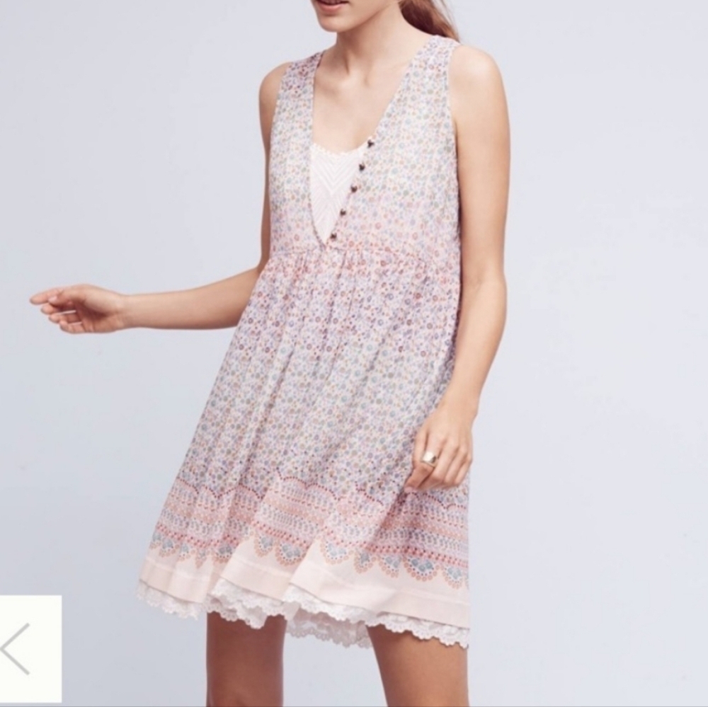 Anthropologie Maeve Violetta Boho Babydoll Dress Colorful Lightweight Womens XS